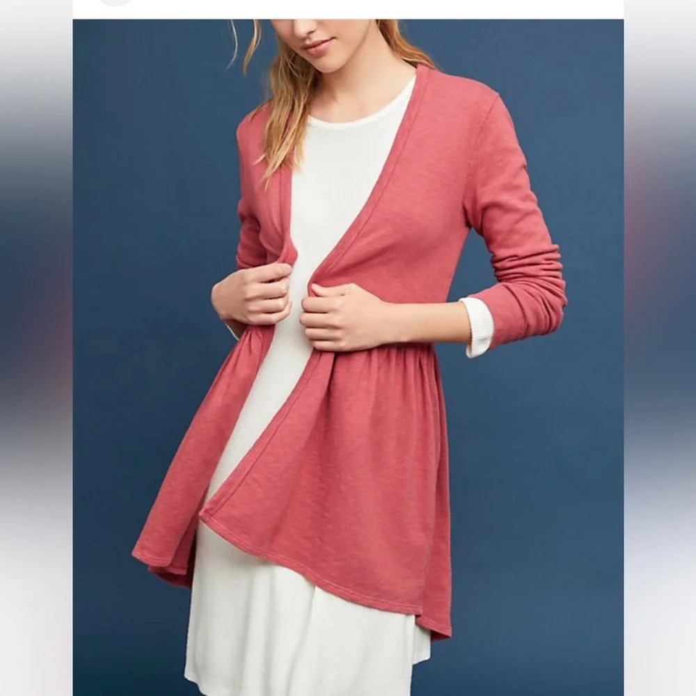 Anthropologie t.la Oversized Red/pink Open Front Cardigan Sweater size Medium